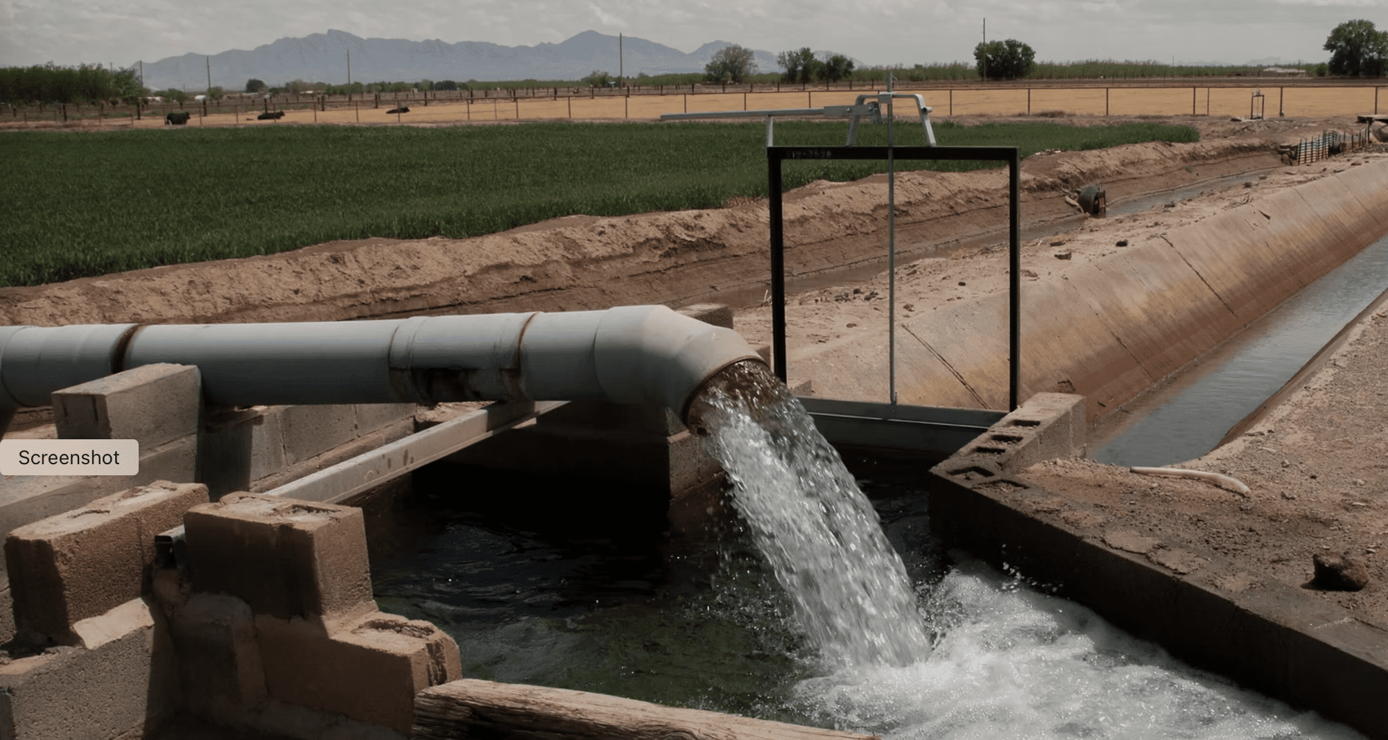 Irrigation well pumping to lined ditch