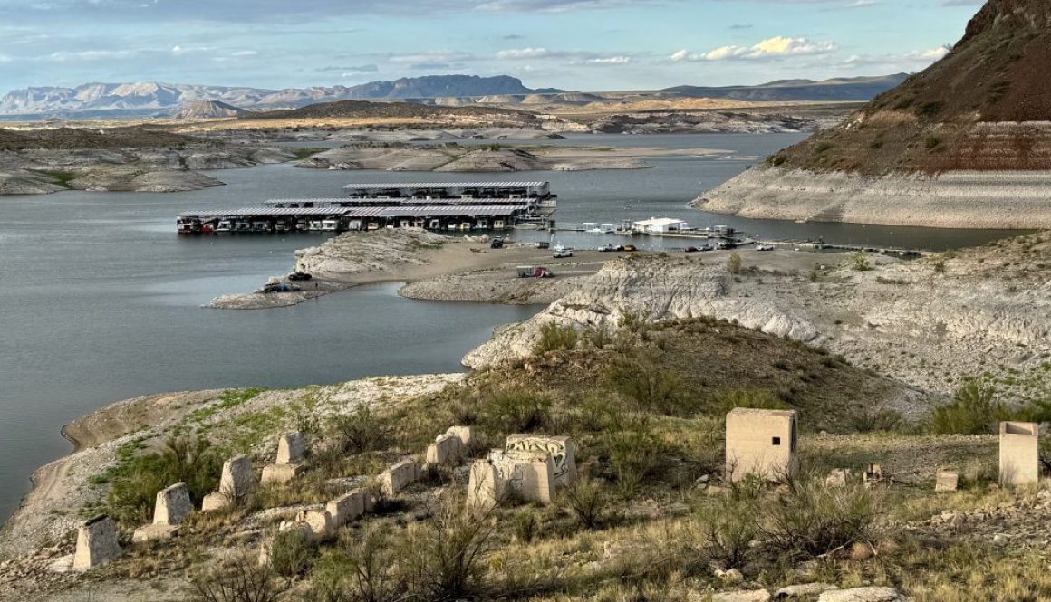 EBR once-drowned foundations & marina at 4% full